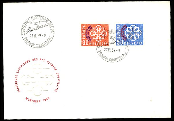 SWITZERLAND, Montreux PTT CONFERENCE 1959, FDC  